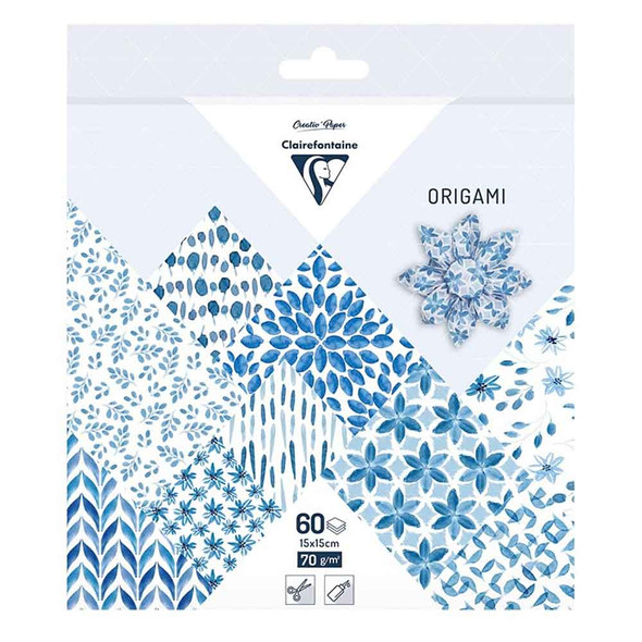 Shibori Floral, Batik Patterned Origami Paper | 15 x 15cm | 70gsm | 60 Various Sheets | Clairefontaine