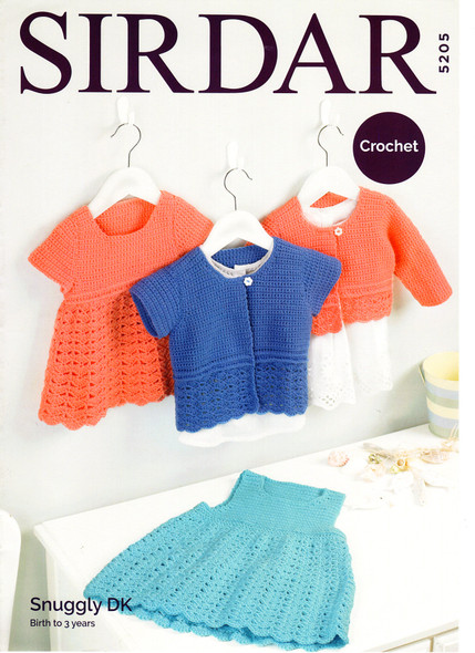 Pattern for Babies / Childrens Crocheted Dress & Cardigans | Sirdar Snuggly Dk 5205