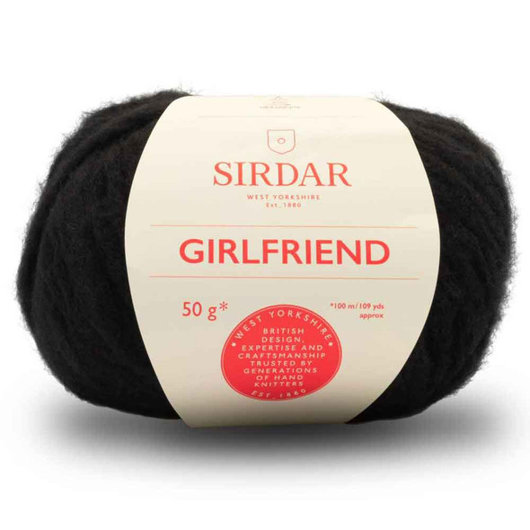 Sirdar Girlfriend Chunky Knitting Yarn in 50g Balls | 250 Black