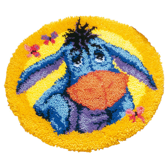 Vervaco | Latch Hook Rug Kit | Eeyore and Butterflies | Round Rug - 20" / 50cm - Main1