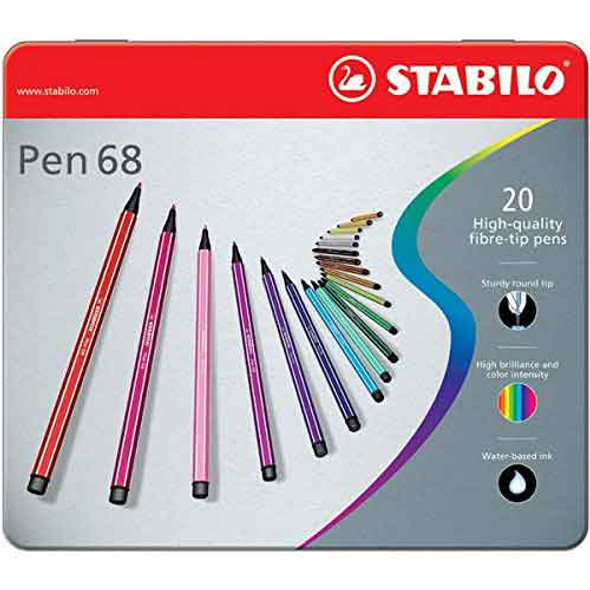 Stabilo Pen 68 Metal Box Set of 20 Assorted Colours