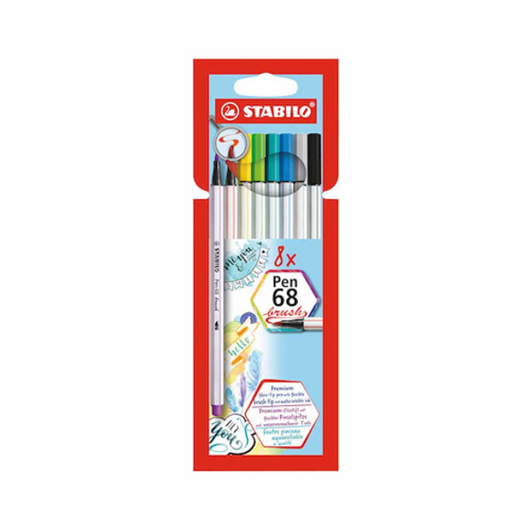 Stabilo Pen 68 Brush Set of 8 Assorted Pens - Main