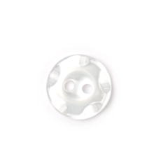 Shiny White Wobble Edge Button 2 Holes - 14 mm