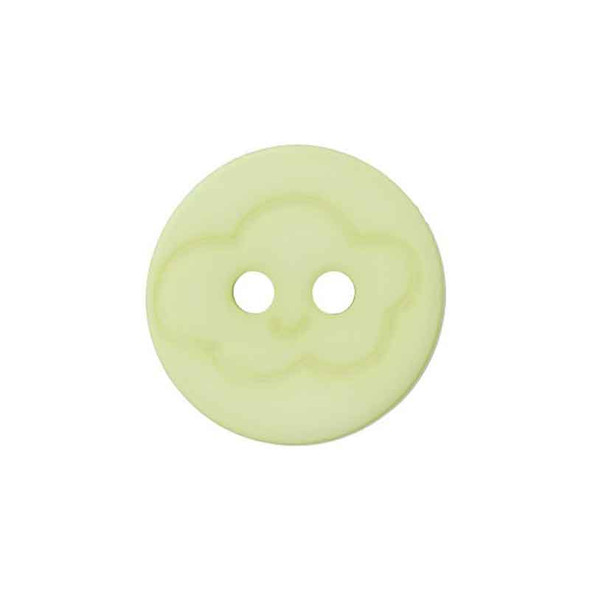 Green circular buttons with smiling cloud | two holes | 12 mm