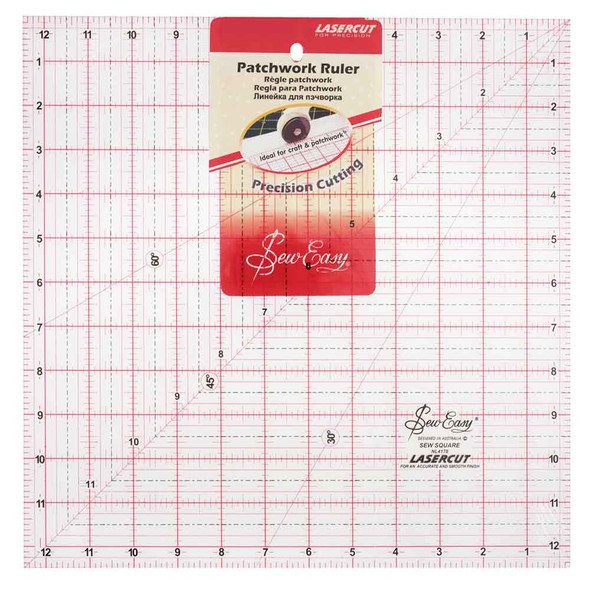 12.5" x 12.5" Square Sew Easy Patchwork Cutting Ruler