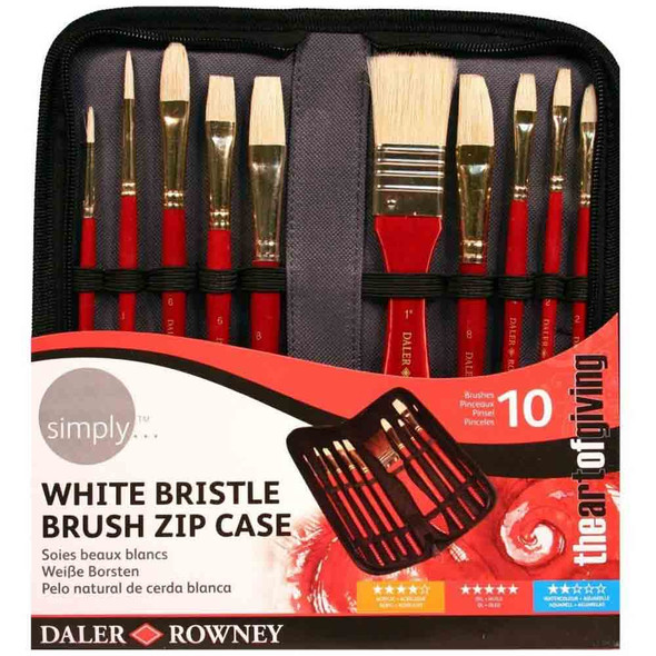 Simply Oil White Bristle Brush Zip Case, 10 Piece Brush Set | The Art Of Giving - Main image
