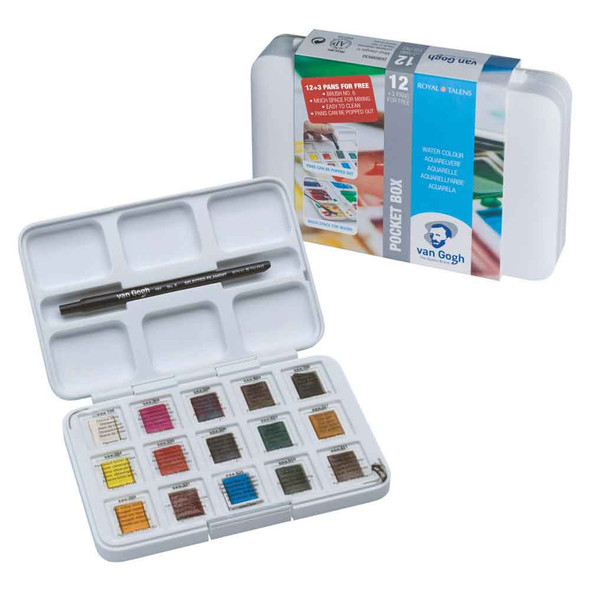 Royal Talens Van Gogh Watercolour Sets of 12 + 3 | Regular Colour Palette