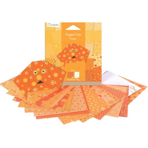 Origami Colour Collection | Orange | 20 x 20cm | 20 sheets + Folding Instructions | Avenue Madarine