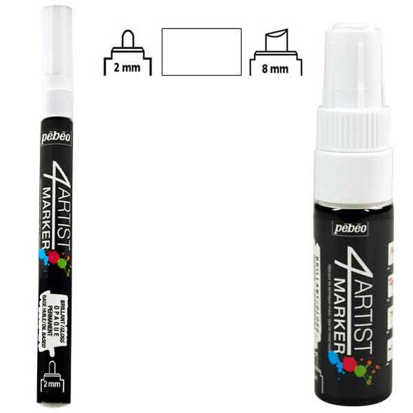 Pebeo 4Artist Marker Set Duo 2 + 8mm White - Tip