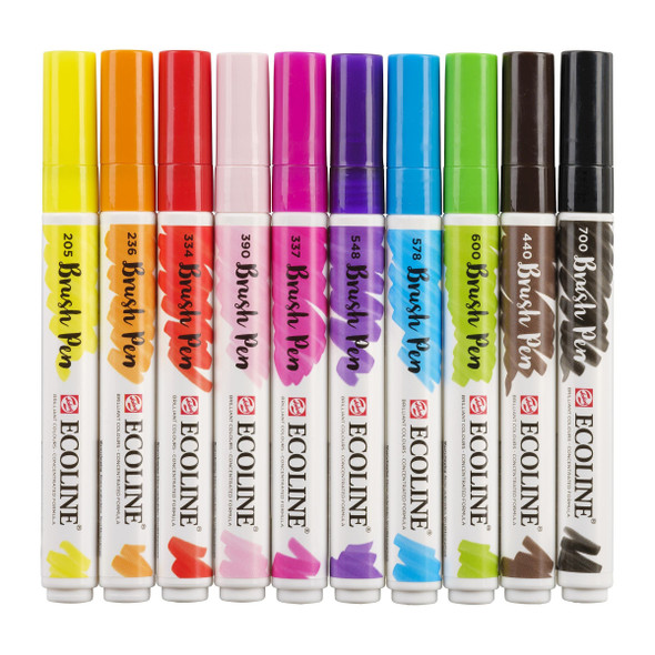 Ecoline | Watercolour Brush Pen Set | Bright | Pack of 10