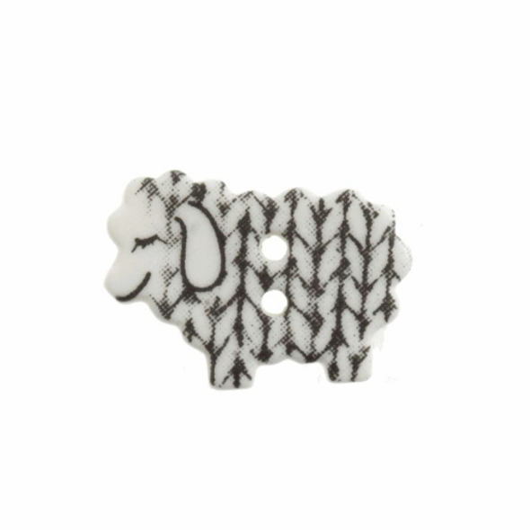 Knitted Sheep Button | 18mm | 2 Holes | White
