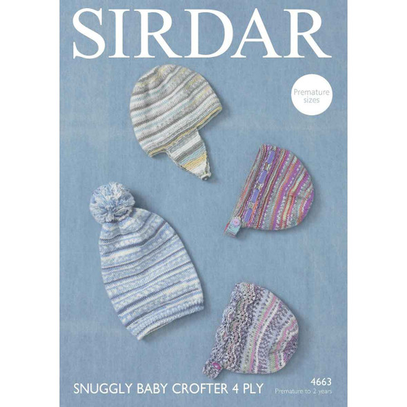 Sirdar Snuggly Baby Crofter 4Ply Hats Knitting Pattern | 4663P (PDF Download) - Main Image