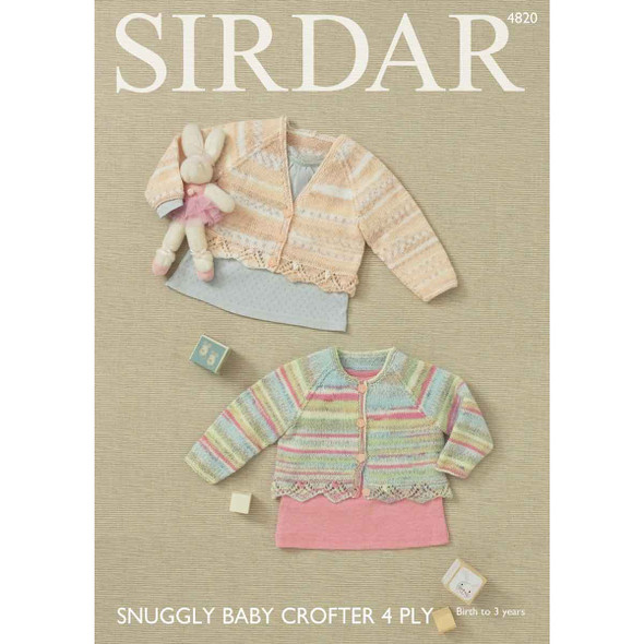 Sirdar Snuggly Baby Crofter 4Ply Girl's Cardigans Knitting Pattern | 4820P (PDF Download) - Main Image