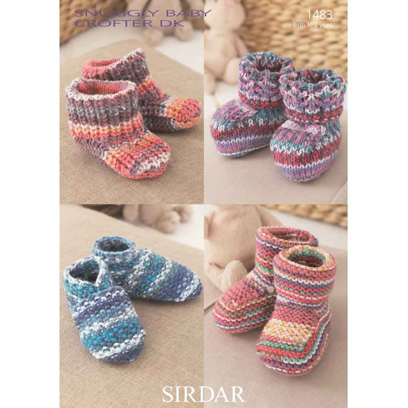 Sirdar Snuggly Baby Crofter DK Booties, Shoes and Boots Knitting Pattern | 1483P (PDF Download) - Main Image
