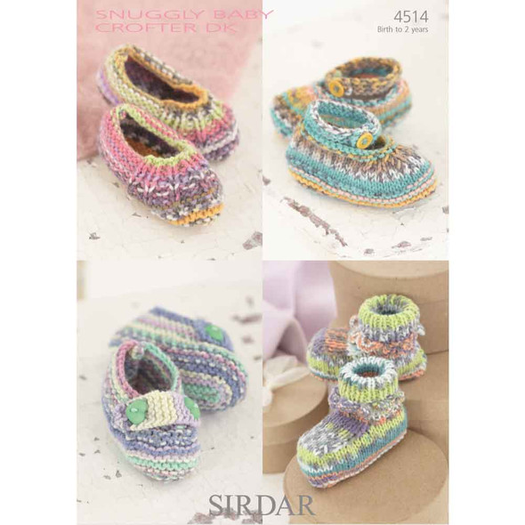 Sirdar Snuggly Baby Crofter DK Shoes Knitting Pattern | 4514P (PDF Download) - Main Image