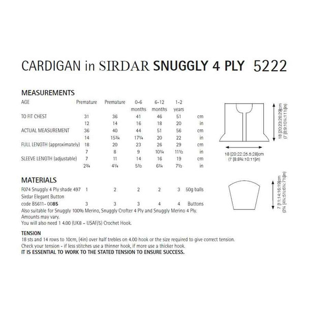 Baby Girls Cardigan Knitting Pattern | Sirdar Snuggly 4 Ply 5222 | Digital Download - Pattern Table