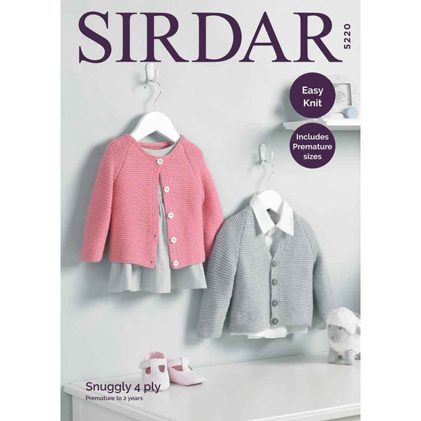 Baby's V Neck and Round Neck Cardigans Knitting Pattern | Sirdar Snuggly 4 Ply 5220 | Digital Download - Main Image