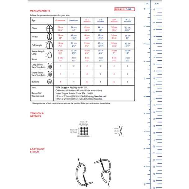 Floral Baby Cardigan Knitting Pattern | Sirdar Snuggly 4 Ply 5363 | Digital Download