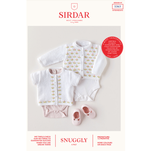 Floral Baby Cardigan Knitting Pattern | Sirdar Snuggly 4 Ply 5363 | Digital Download - Main Image