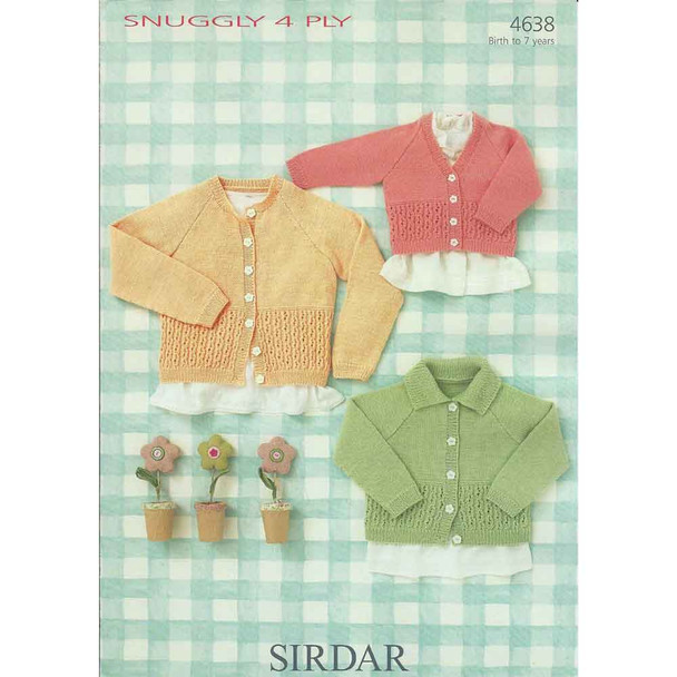 Babies and Girls Cardigans Knitting Pattern | Sirdar Snuggly 4 Ply 4638 | Digital Download - Main Image