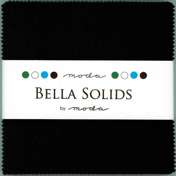 Bella Solids Moda Fabric | 9900-99 Black | Charm Pack