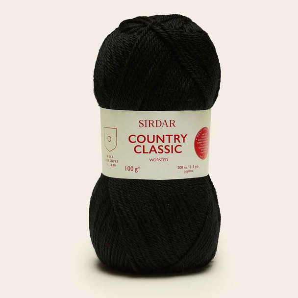 Sirdar Country Classic Worsted, 100g Balls | 664 Black