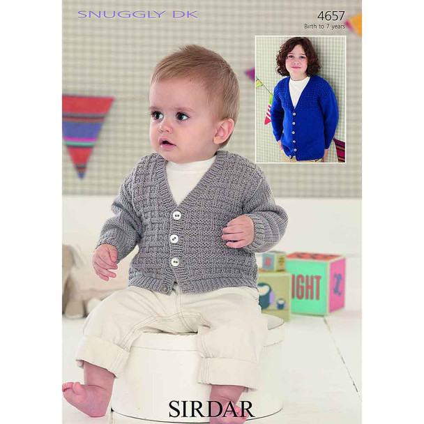 Boy's V-Neck Cardigans Knitting Pattern | Sirdar Snuggly DK 4657 | Digital Download - Main Image