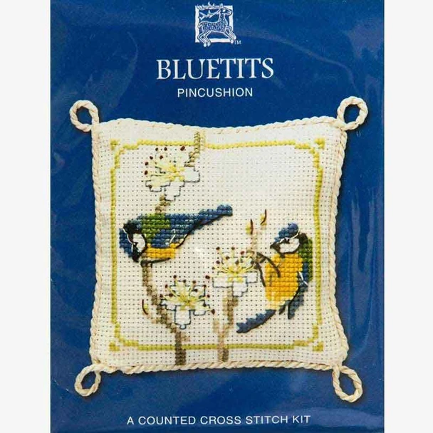 Textile Heritage | Counted Cross Stitch Pincushion Kit | Bluetits - Main Image