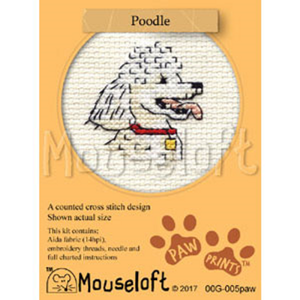 Mouseloft Mini Cross Stitch Kits | Paw Prints | Poodle