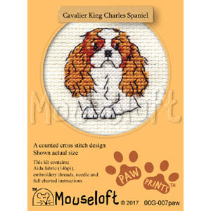 Mouseloft Mini Cross Stitch Kits | Paw Prints | Cavalier King Charles Spaniel