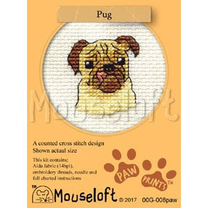 Mouseloft Mini Cross Stitch Kits | Paw Prints | Pug