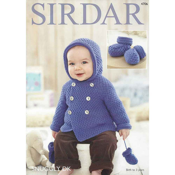 Coat, Mittens and Bootees Knitting Pattern | Sirdar Snuggly DK 4706 | Digital Download - Main Image