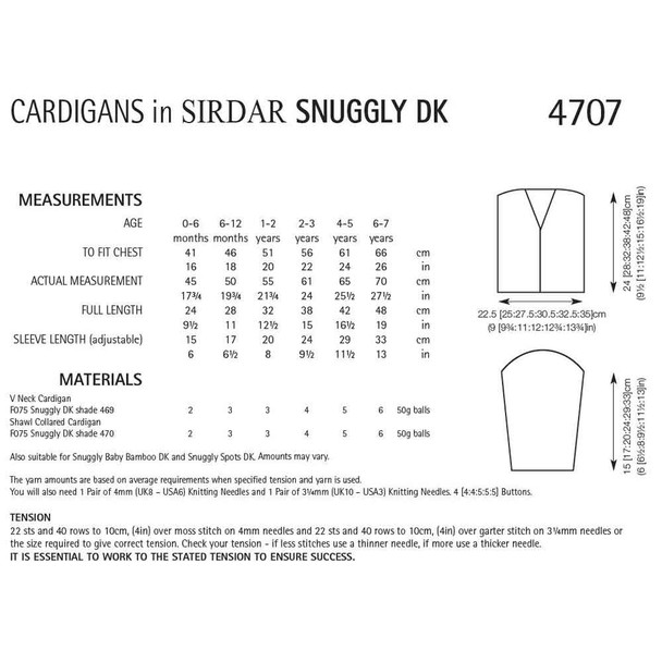 Boys Cardigan Knitting Pattern | Sirdar Snuggly DK 4707 | Digital Download - Pattern Table