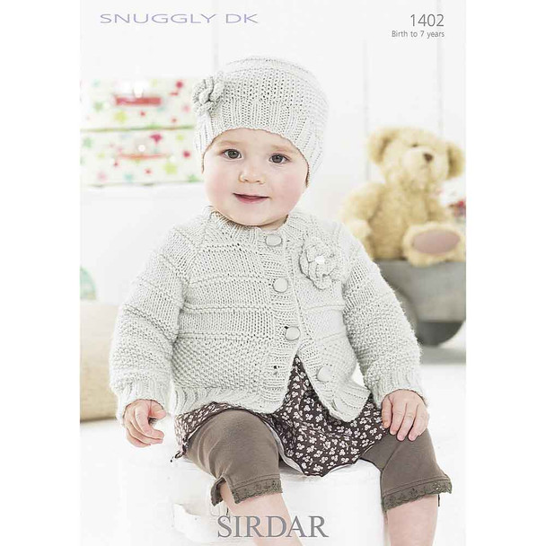 Baby / Girls Cardigan and Hat Knitting Pattern | Sirdar Snuggly DK 1402 | Digital Download - Main Image