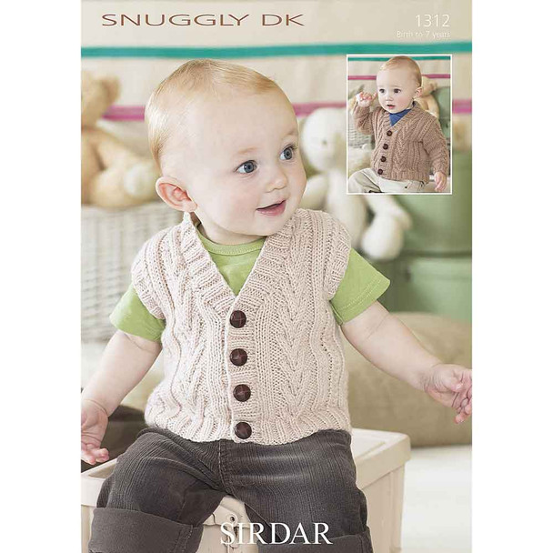 Baby/Children Cardigan and Waistcoat Knitting Pattern | Sirdar Snuggly DK 1312 | Digital Download - Main Image