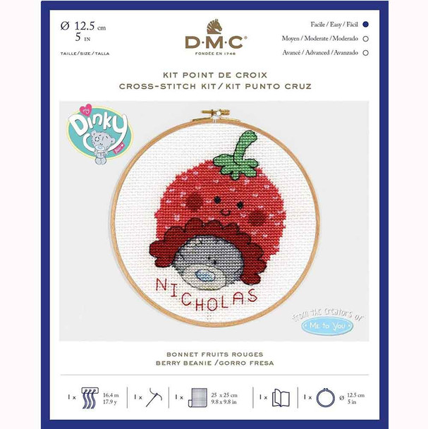 DMC | Cross Stitch Kit | Me to You My Dinky Bear | Berry Beanie