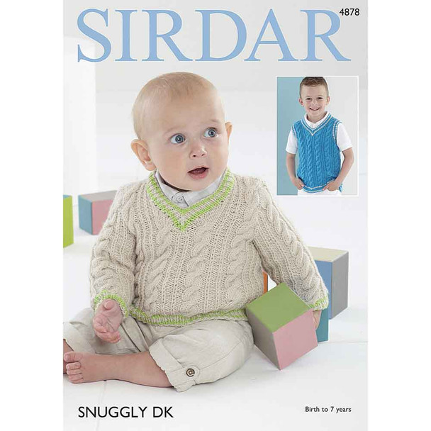 Children/Baby Boy's Sweater and Tank Top Knitting Pattern | Sirdar Snuggly DK 4878 - Main Image