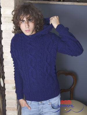Invidia Pullover / Jumper Knitting Pattern | Adriafil Mirtillo Chunky Knitting Yarn | Free Downloadable Pattern - Main Image