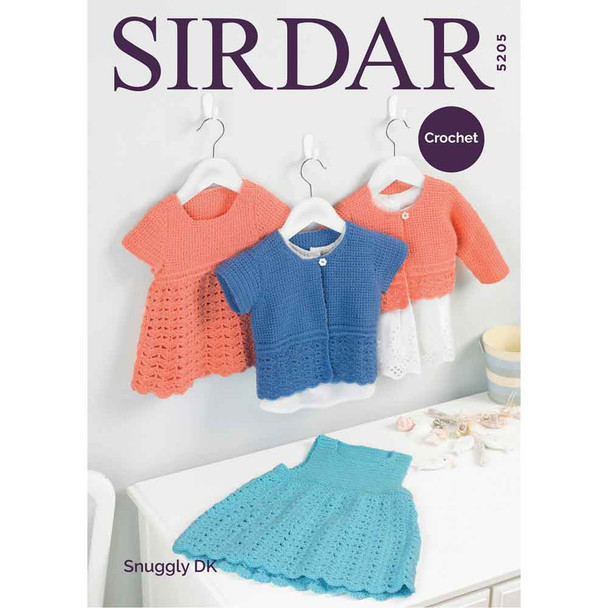 Pinafore, Dress and Cardigans Crochet Pattern | Sirdar Snuggly DK 5205 | Digital Download - Main Image