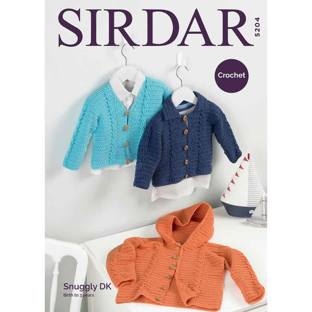 Boy's Cardigans Crochet Pattern | Sirdar Snuggly DK 5204 | Digital Download - Main Image