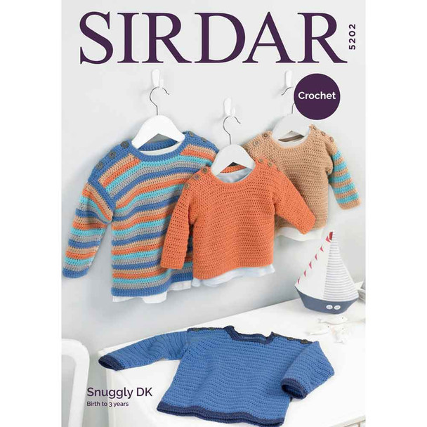 Sweaters Crochet Pattern | Sirdar Snuggly DK 5202 | Digital Download - Main Image