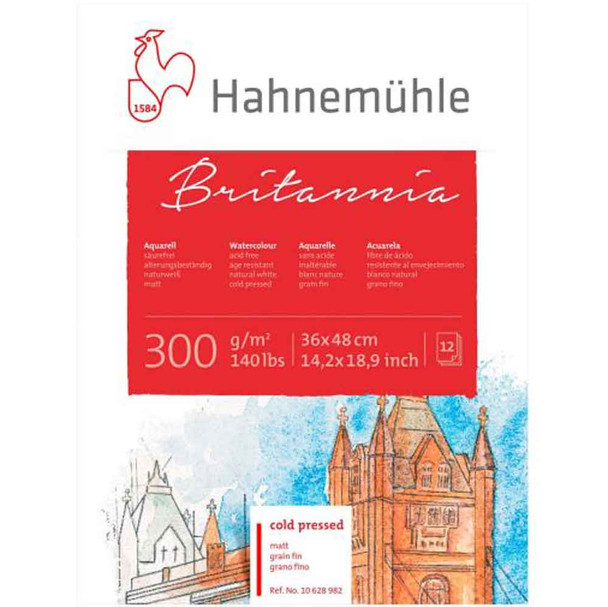 Hahnemuhle Britannia Watercolour Block | 300gsm 12 Sheets | Cold Pressed | 36x48cm