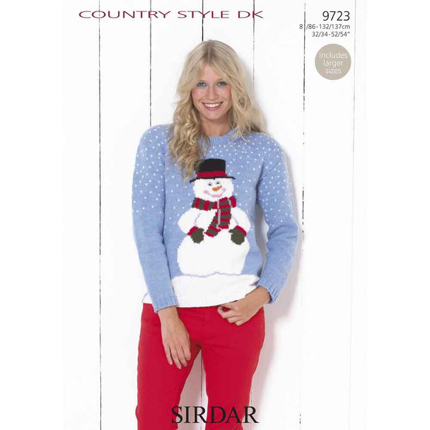 Snowman Christmas Sweater Knitting Pattern | Sirdar Country Style DK 9723 | Digital Download - Main Image