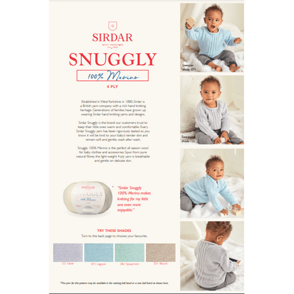 Baby Sweaters Knitting Pattern | Sirdar Snuggly 100% Merino 4 Ply 5367 | Digital Download - Back of pattern