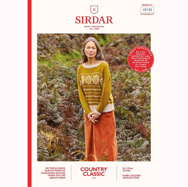 Ladies Fair Isle Sweater Knitting Pattern | Sirdar Country Classic 4 Ply 10135 | Digital Download - Main Image