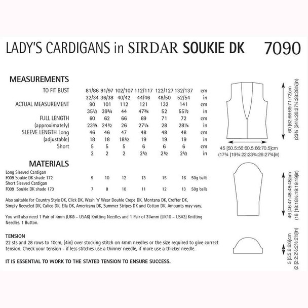 Lady's Cardigans Knitting Pattern | Sirdar Soukie DK 7090 | Digital Download - Pattern Table