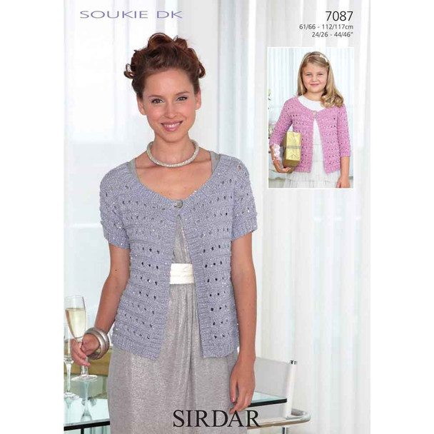 Ladies and Girls Cardigans Knitting Pattern | Sirdar Soukie DK 7087 | Digital Download - Main Image