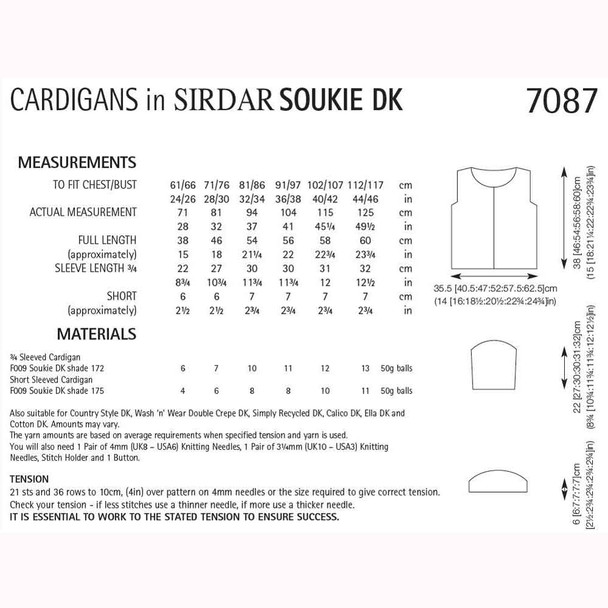 Ladies and Girls Cardigans Knitting Pattern | Sirdar Soukie DK 7087 | Digital Download - Pattern Table