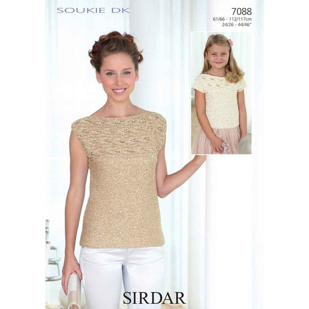 Short-Sleeved Top Knitting Pattern | Sirdar Soukie DK 7088 | Digital Download - Main Image
