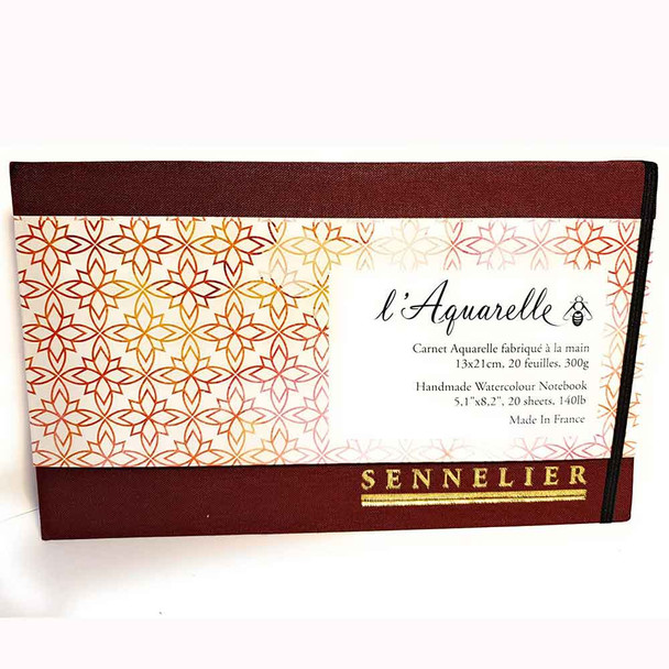 Sennelier l'Aquarelle Handmade Watercolour Notebook | 13 x 21cm 20 sheets 300gsm | Red - Main Image